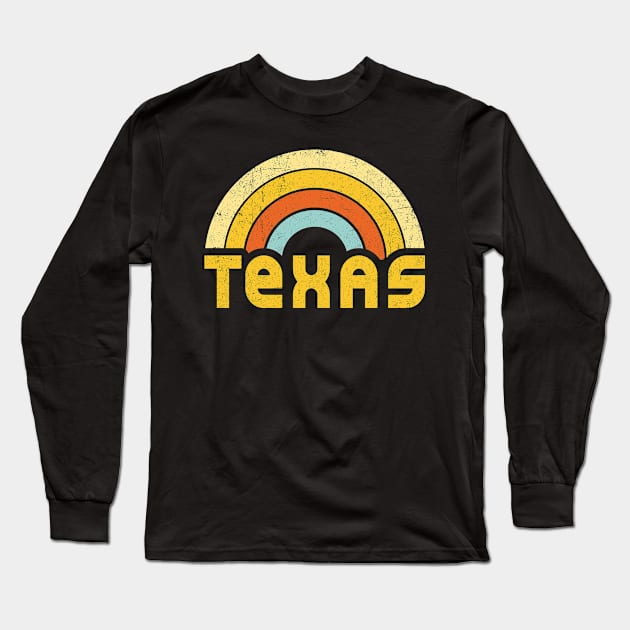 Retro Colorful Texas Design Long Sleeve T-Shirt by dk08